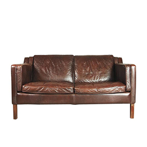 Vintage Elegant Mid-Century Danish Modern Brown Leather 2-Seater Sofa from Stouby, 1960s