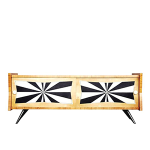 Vintage Mid-Century Modern German Ash Sideboard with Rockabilly Hand-Painted Pattern, 1960s