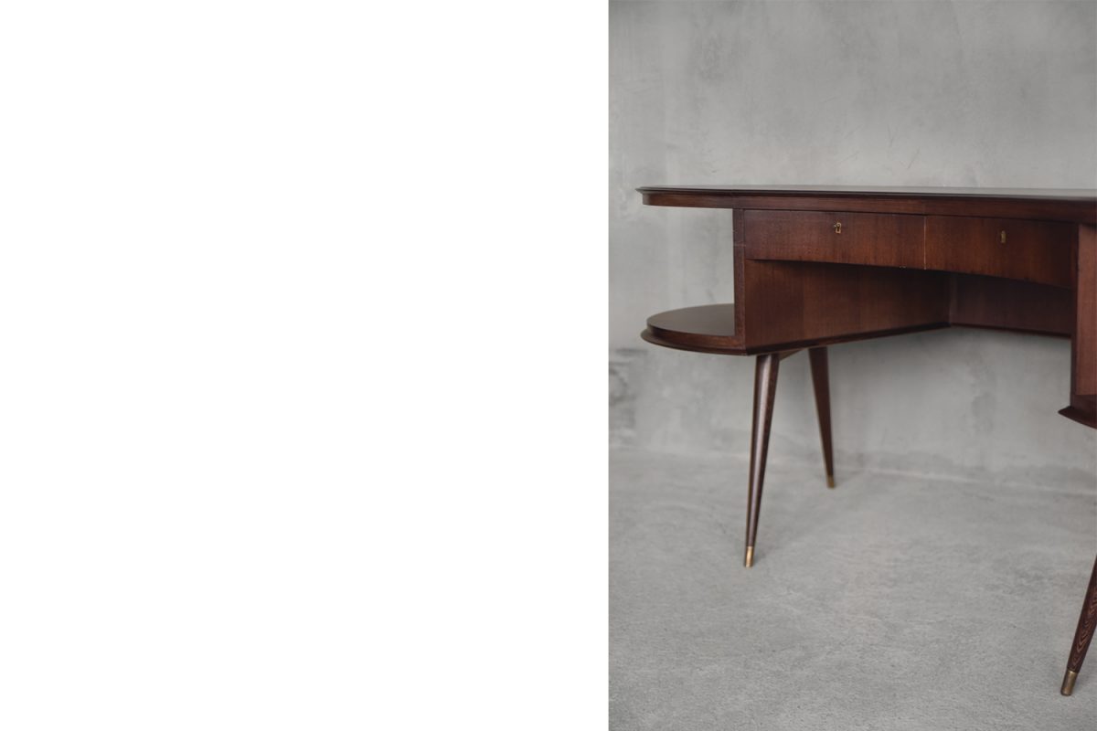 Dyrektorskie biurko nerka, organiczny kształt, lata 60 - Mid-Century Modern design od garage garage