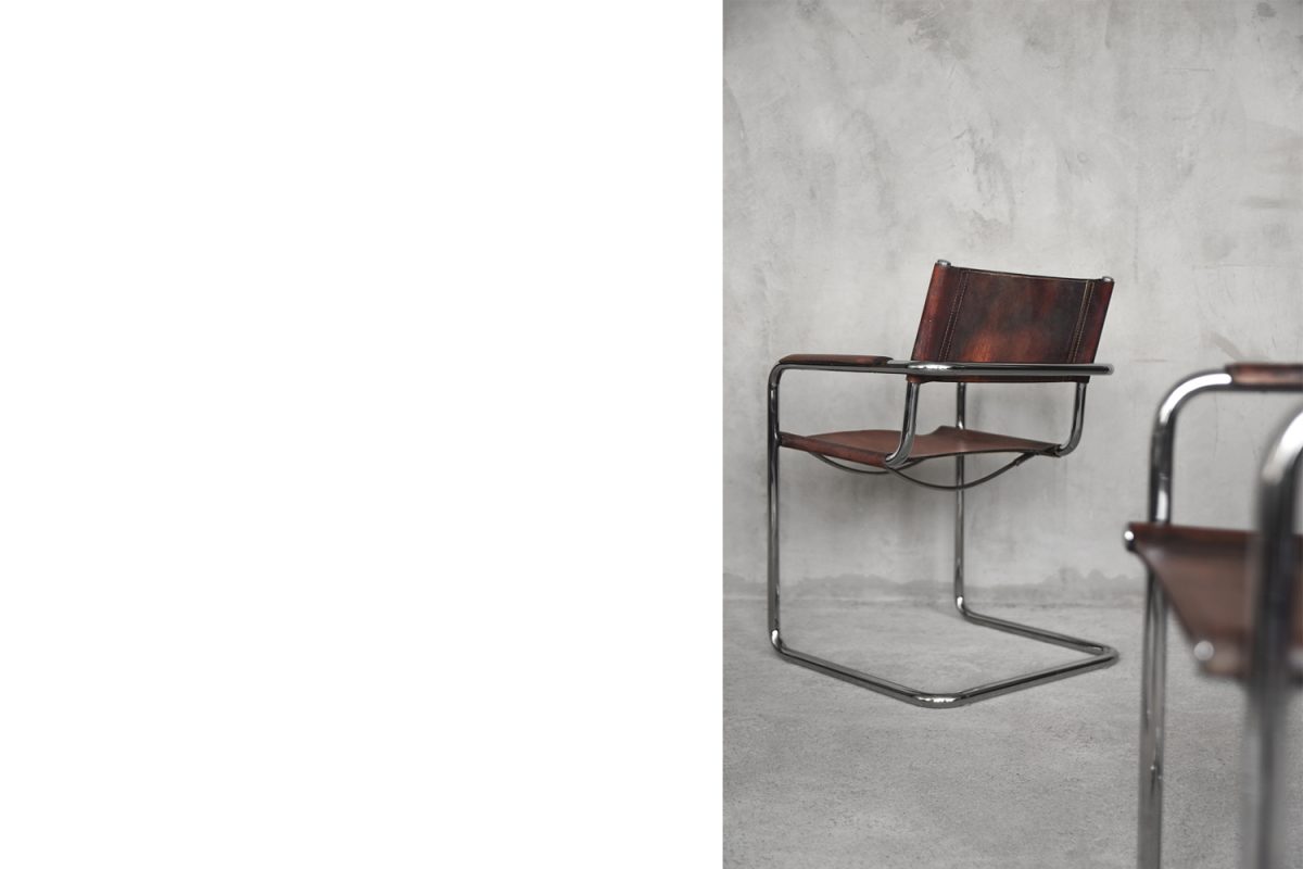 Skórzane krzesła MG5, komplet proj. Centro Studi dla Matteo Grassi, Włochy, lata 60 - Bauhaus design od garage garage