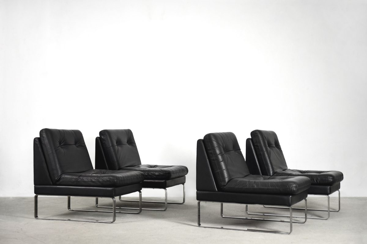 Sofa modułowa lub 4 skórzane fotele Klöber - vintage design minimalistyczny od garage garage