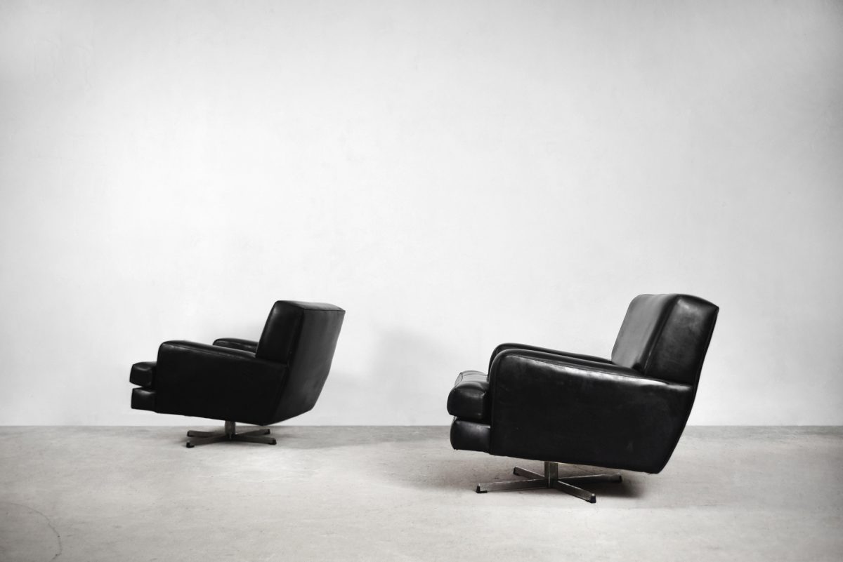 Brutalistyczne wielkie fotele obrotowe, Belgia, lata 50 - Vintage Modern design od garage garage