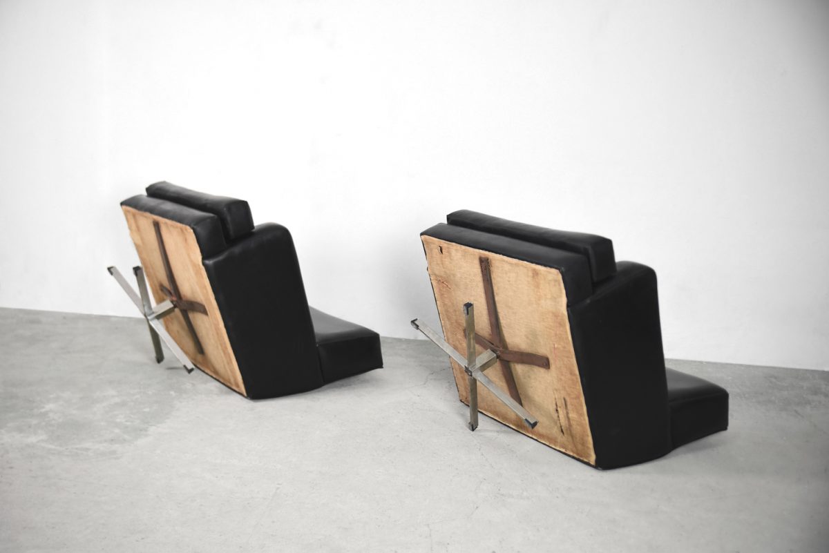Brutalistyczne wielkie fotele obrotowe, Belgia, lata 50 - Vintage Modern design od garage garage