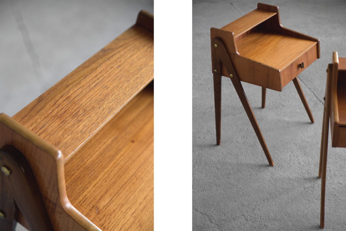 Vintage stoliki nocne, szafki tekowe, Szwecja, lata 50 - Mid-Century Modern design od garage garage