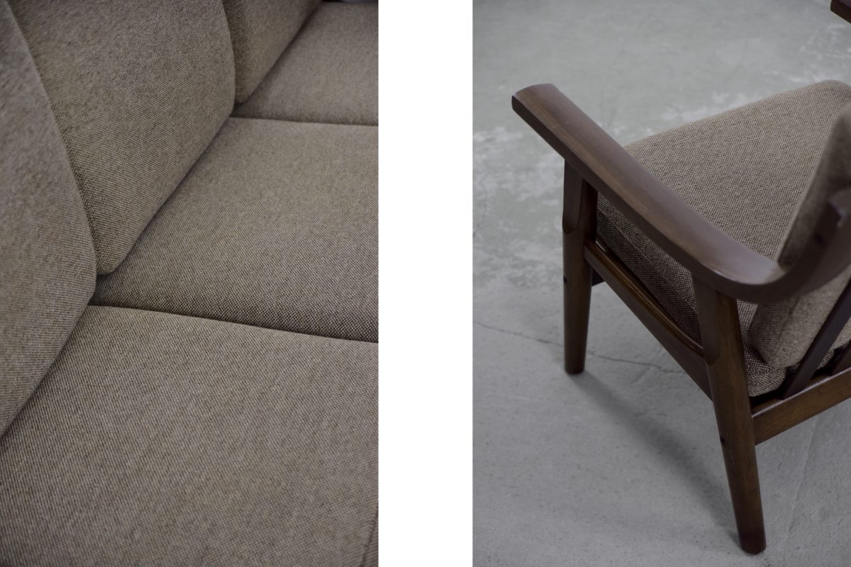 Komplet wypoczynkowy sofa + fotel GE-530, proj. Hans J. Wegner dla Getama, Dania, lata 60. - Mid-Century Modern design by GARAGE GARAGE