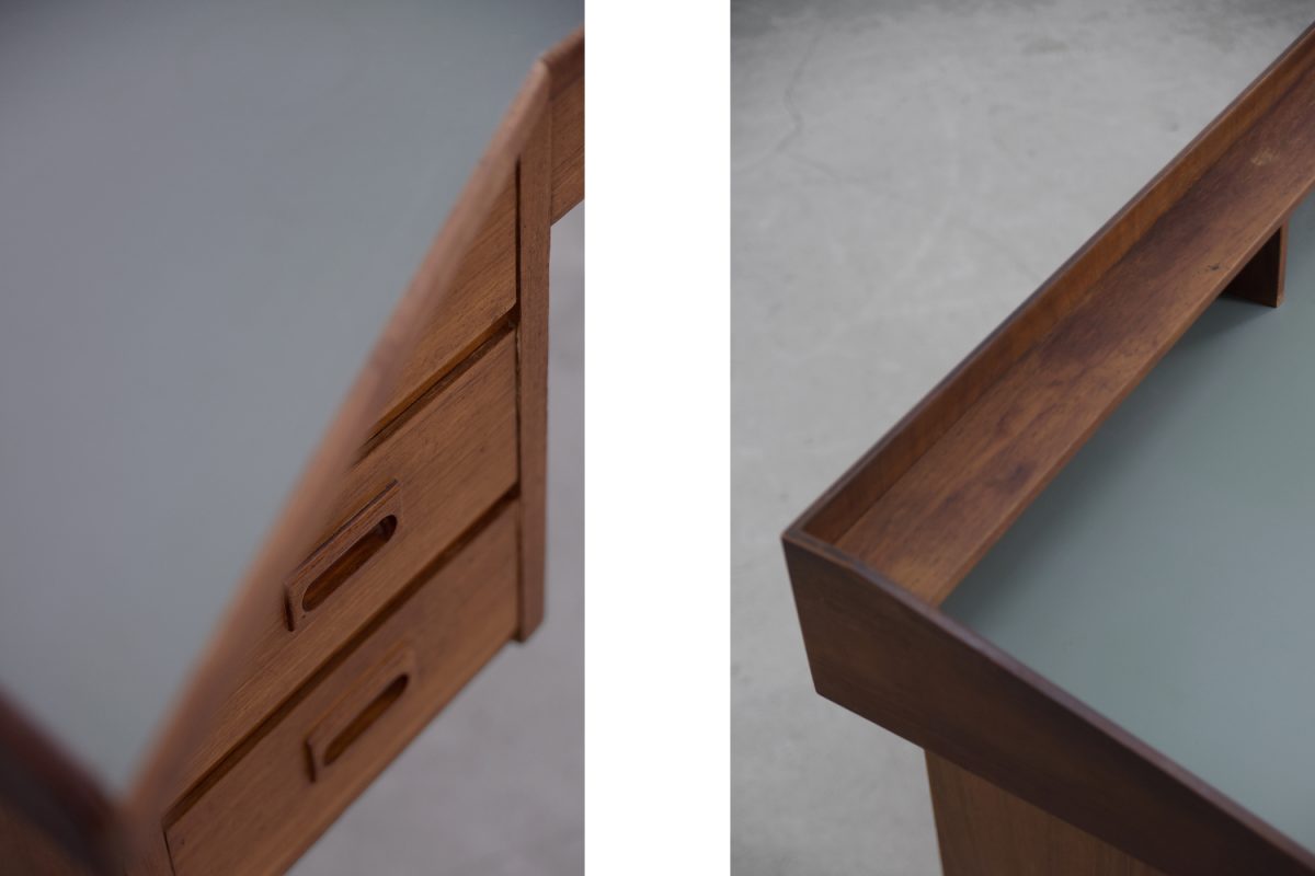 Geometryczne biurko tekowe, Skandynawia, lata 70. - Mid-Century Modern design od GARAGE GARAGE