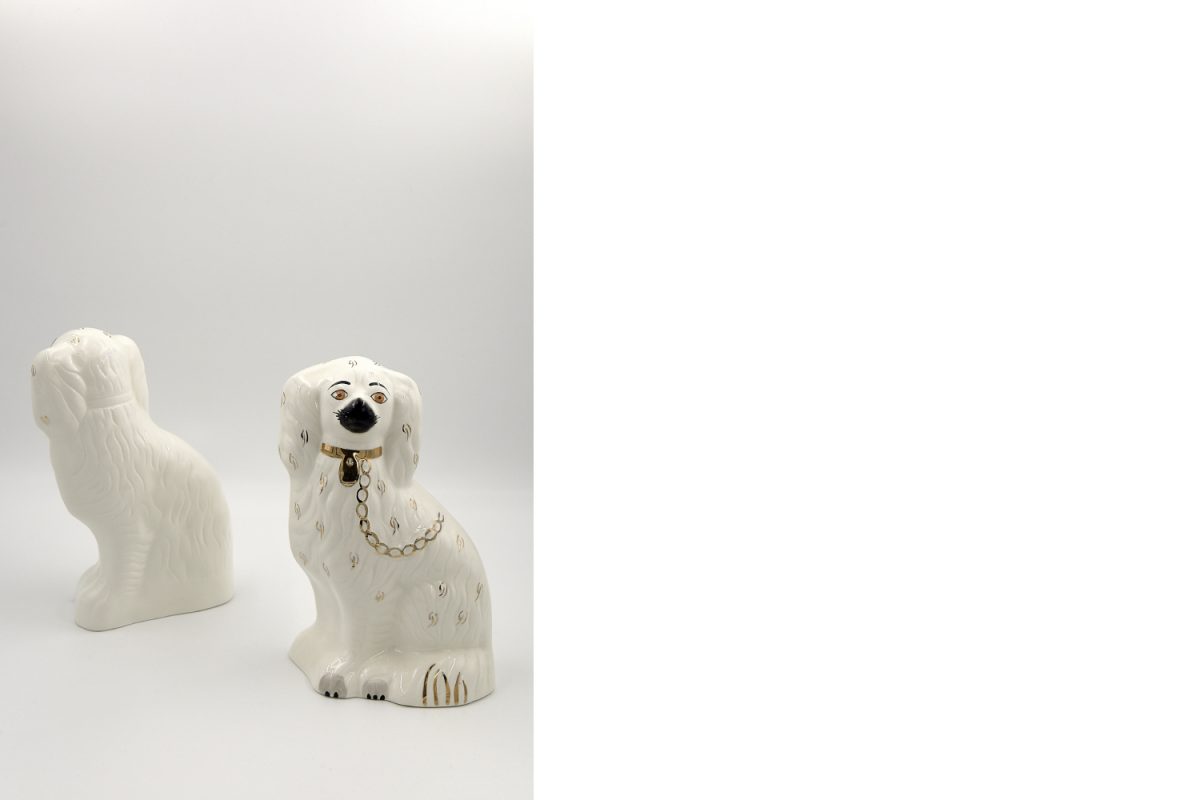 Para ceramicznych figurek Staffordshire Spaniel Mantle Dogs numer 1378 - 4, Beswick England, Anglia, lata 60. - Mid-Century Modern design by GARAGE GARAGE