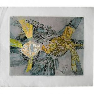 Vintage Etching on Arches Paper by Lawrence Heyman – Fertilization IIII from Atelier 17 Series – 1960s