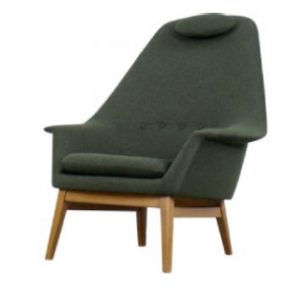Vintage Mid-Century Modern Scandinavian Bottle Green Fabric Armchair, 1950s