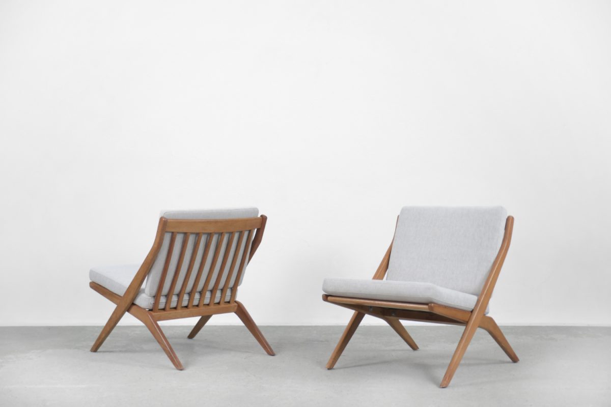 Komplet foteli Scissors, proj. Folke Ohlsson dla Bodafors, Szwecja, 1962 - Mid-Century Modern design od GARAGE GARAGE