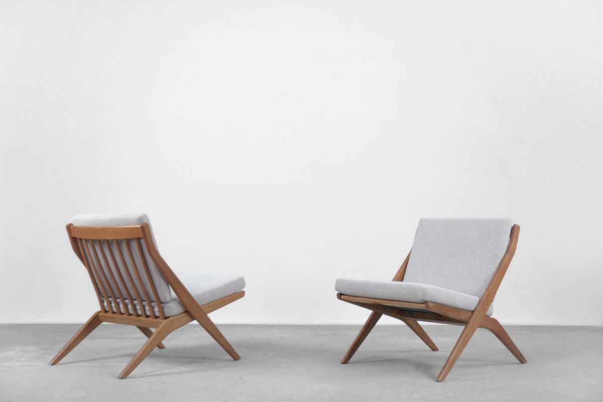 Komplet foteli Scissors, proj. Folke Ohlsson dla Bodafors, Szwecja, 1962 - Mid-Century Modern design od GARAGE GARAGE