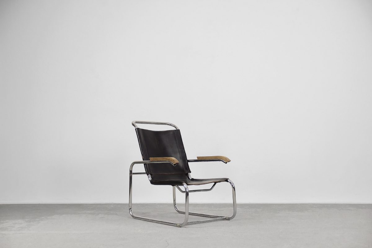 Fotel skórzany B35, proj. Marcel Breuer dla Thonet, Niemcy, lata 30. - Bauhaus design od GARAGE GARAGE