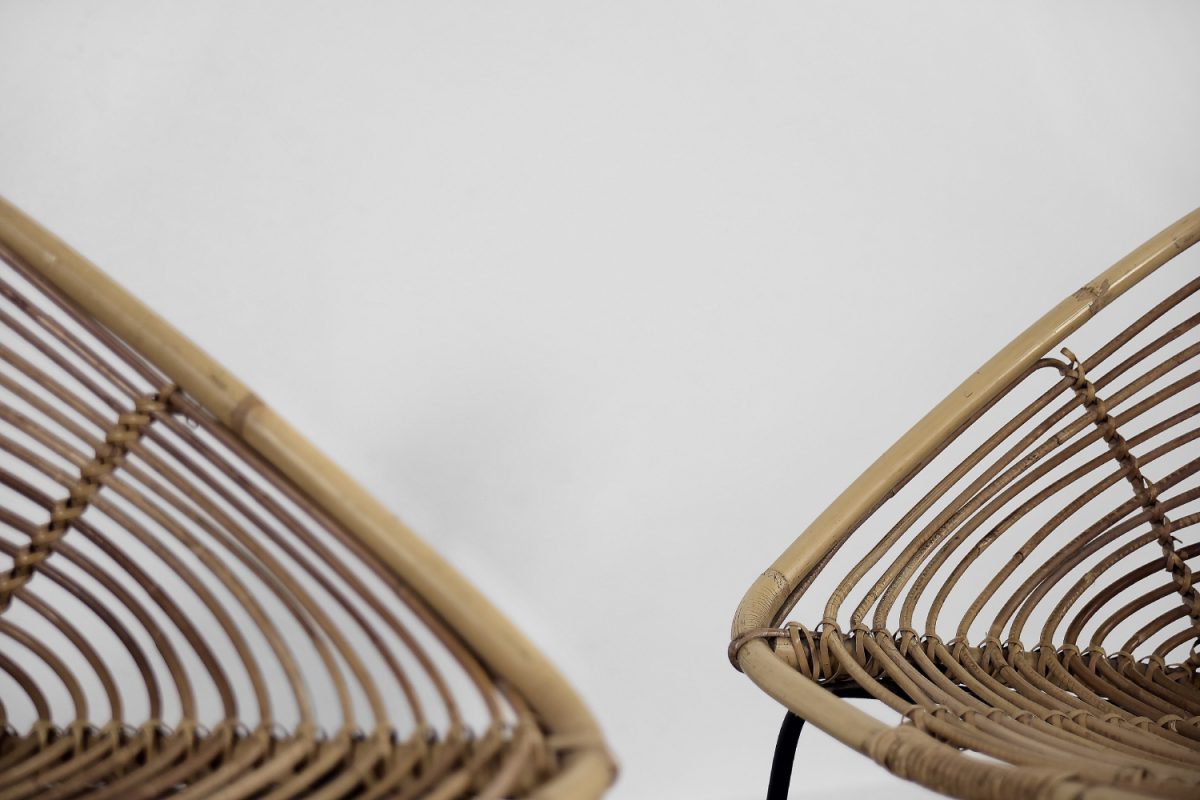 Para bambusowych foteli vintage, lata 60. - Mid-Century Modern design by GARAGE GARAGE
