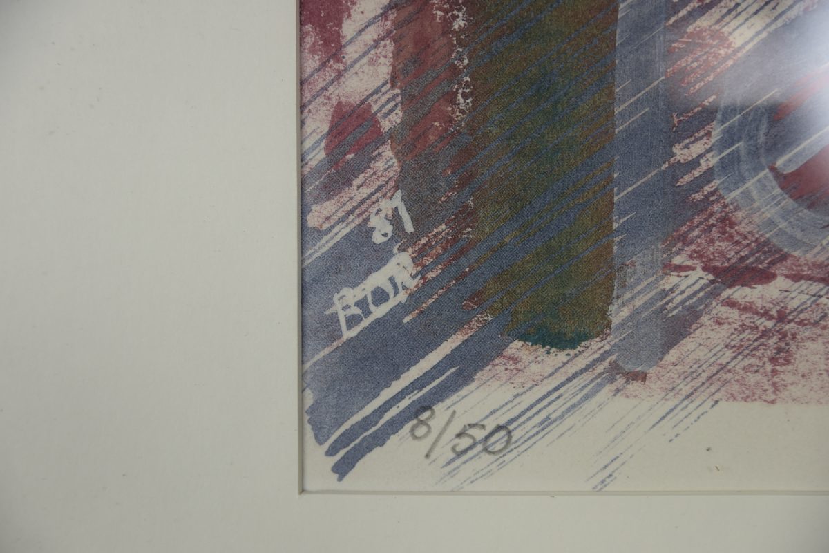 Kolorowa litografia, Kompozycja, Autor nieznany, 1981 - Mid-Century Modern design od GARAGE GARAGE