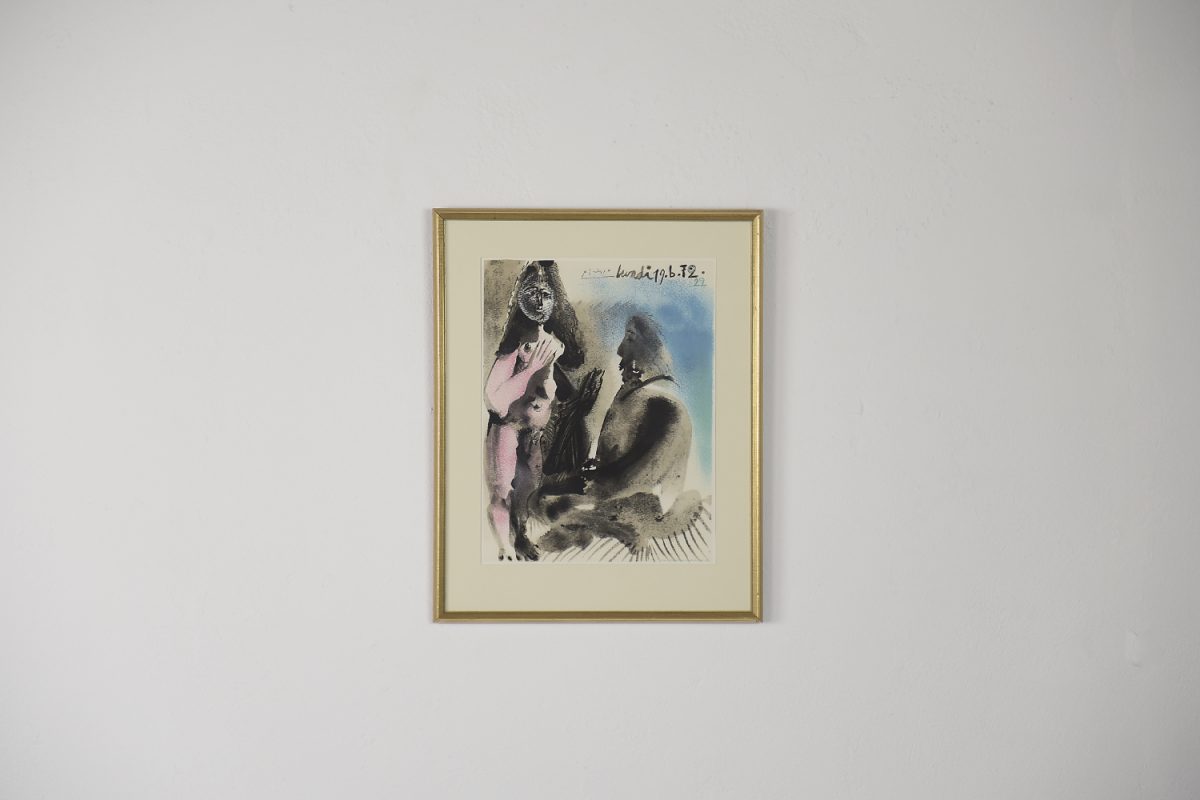 Plakat, Pablo Picasso, Lundi 19.6.72.22, Henri Deschamps, 1972 - Mid-Century Modern design od GARAGE GARAGE