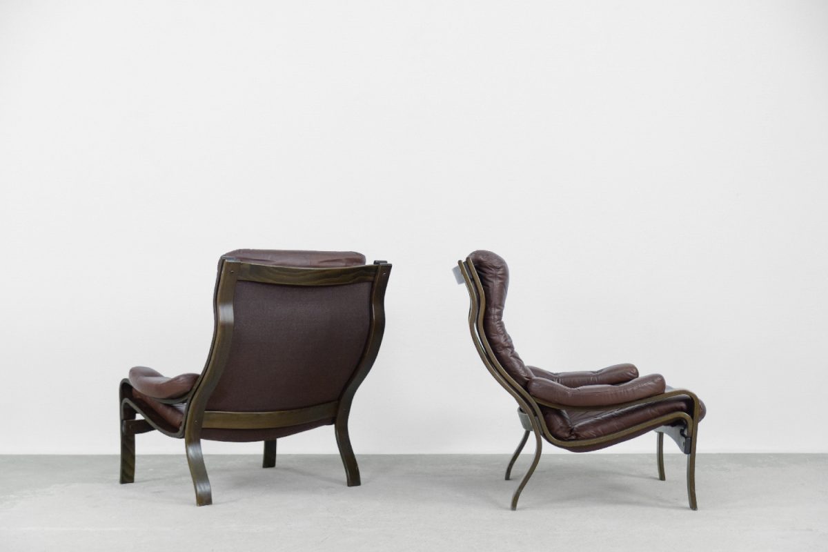 Para foteli ze skóry, Skandynawia, lata 70. - Mid-Century Modern design od GARAGE GARAGE