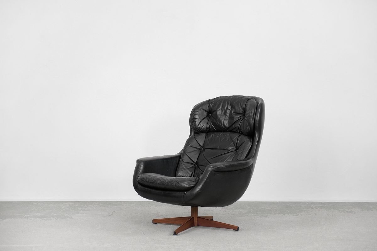 Skórzany fotel obrotowy, Selig Imperial, Szwecja, lata 70. - Mid-Century Modern design od GARAGE GARAGE
