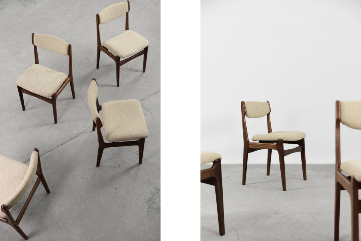 Komplet 4 krzeseł tekowych, Dania, lata 60. - Mid-Century Modern design od GARAGE GARAGE