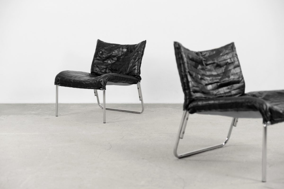 Para foteli ze skóry, Skandynawia, lata 60. - Mid-Century Modern design od GARAGE GARAGE