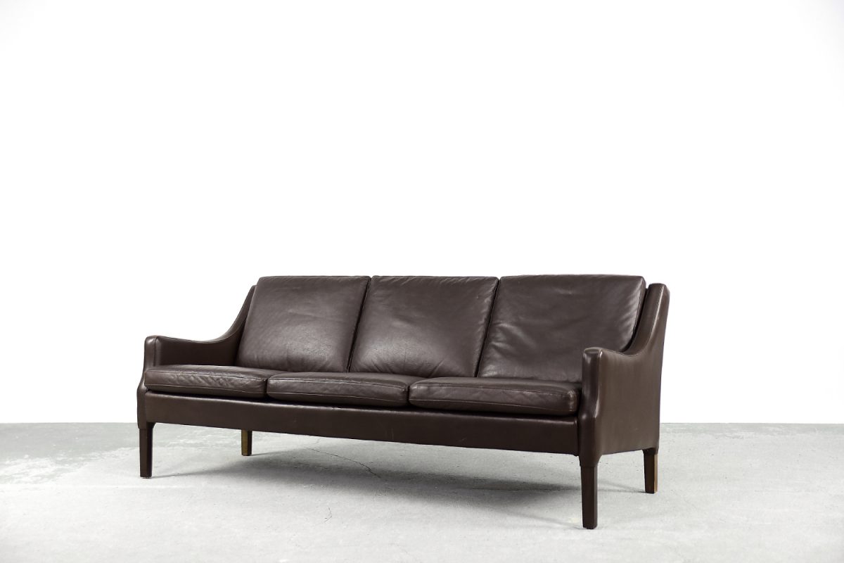 Skórzana sofa trzyosobowa, Dania, lata 60. - Mid-Century Modern design od GARAGE GARAGE