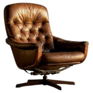 Pair of Mid-Century Modern Scandinavian Brown Leather Swivel Armchairs from Göte Möbler, 1960s