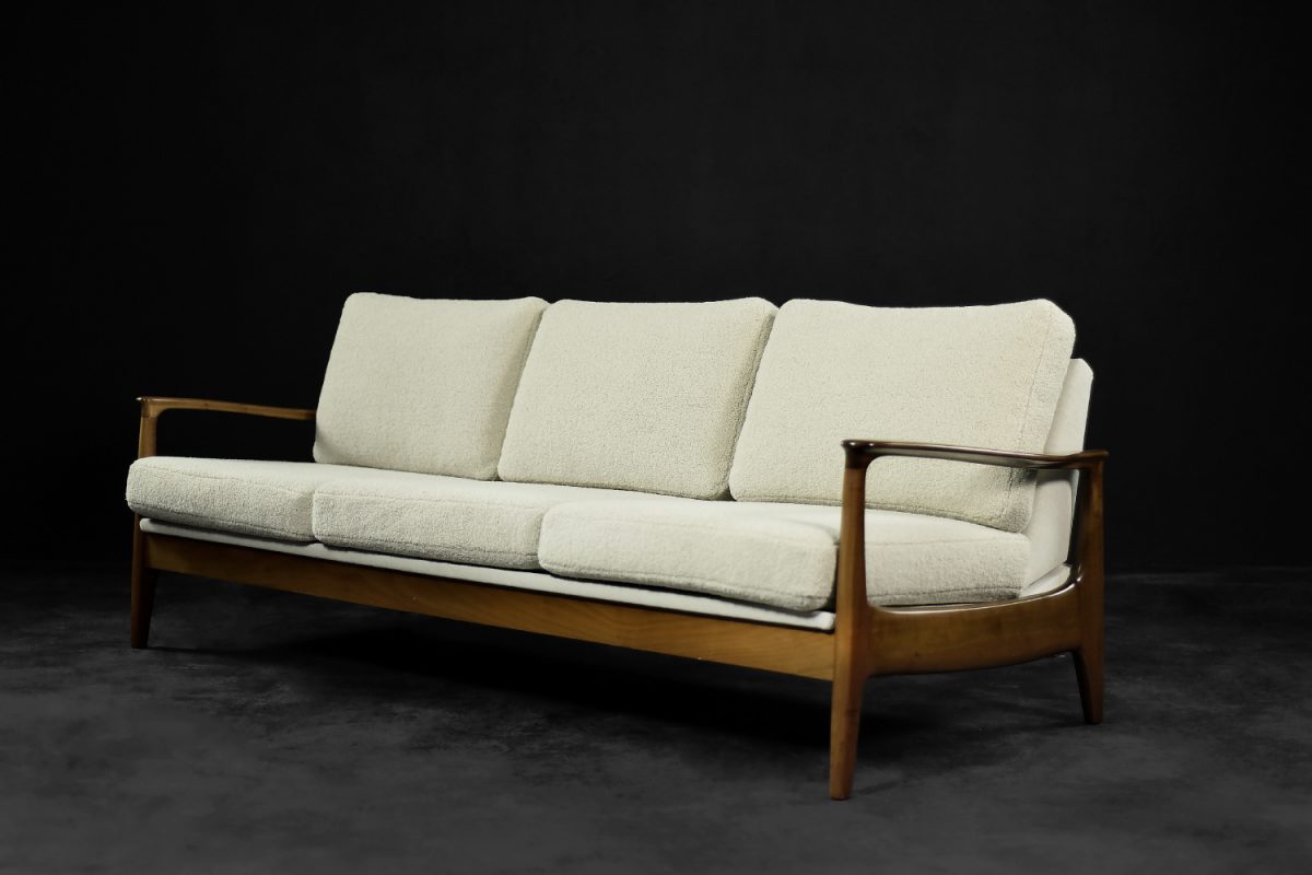 Elegancka trzyosobowa sofa rozkładana, proj. Eugen Schmidt dla Soloform, Niemcy, lata 60. - Mid-Century Modern design by GARAGE GARAGE