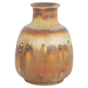 Small Mid-Century Scandinavian Modern Collectible Brown Stoneware Vase by Gunnar Borg for Höganäs Keramik, 1960s
