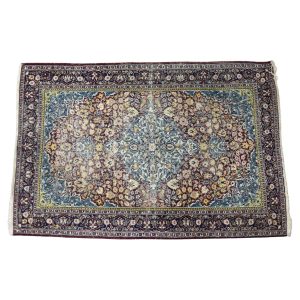 Vintage Hand-Woven Middle Eastern Oriental Isfahan Rug, 1940s