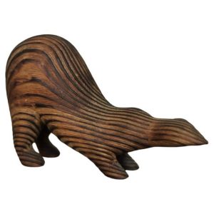 Vintage Mid-Century Danish Modern Dark Wood Sculpture Badger Figurine, 1960s