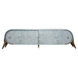 Vintage Mid-Century Italian Modern Turquoise Streamline Sideboard in Birch, 1960s