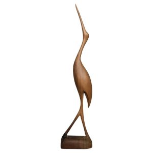 Vintage Mid-Century Danish Modern Wood Sculpture Crane Figurine, 1960s