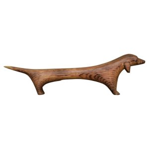 Vintage Mid-Century Danish Modern Wood Sculpture Dachshund Figurine, 1960s