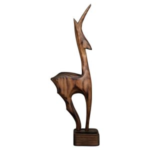 Vintage Mid-Century Danish Modern Dark Wood Sculpture Gazelle Figurine, 1960s