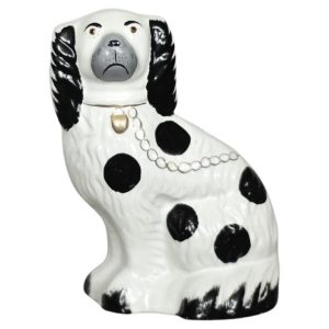 Vintage Staffordshire Ceramic Spaniel Mantle Dog Fireplace Figurine, England, 1950s