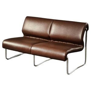 Vintage Mid-Century German Modern 2-Seater Brown Steel Frame Lounge Sofa, 1970s