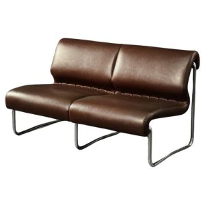 Vintage Mid-Century German Modern 2-Seater Brown Steel Frame Lounge Sofa, 1970s