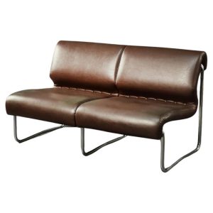Vintage Mid-Century German Modern 2-Seater Brown Steel Frame Lounge Sofa, 1970s
