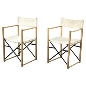 Vintage Mid-Century Scandinavian Modern Beech & Canvas Safari Director's Chairs, 1960s, Set of 2