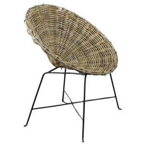 Vintage Mid-Century German Modern Round Woven Bamboo Armchair, 1960s