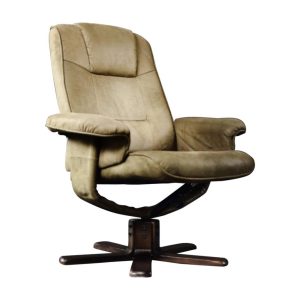 Vintage Mid-Century Danish Modern Brown Swivel Chair & Ottoman, 1960s, Set of 2