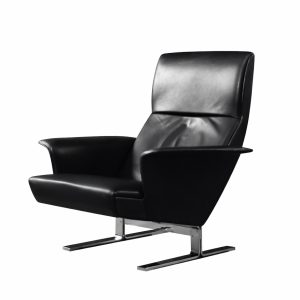 Vintage Mid-Century Modern Danish Black Leather Lounge Chair by Georg Thams for A/S Vejen Polstermöbelfabrik, 1960s