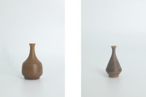 Komplet 4 brązowych wazonów ceramicznych – proj. Gunnar Borg dla Höganäs Keramik – Szwecja – lata 60