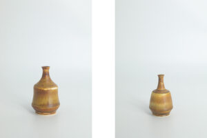 Komplet 4 brązowych wazonów ceramicznych – proj. Gunnar Borg dla Höganäs Keramik – Szwecja – lata 60