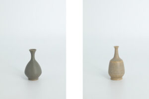 Komplet 4 brązowych wazonów ceramicznych – proj. Gunnar Borg dla Höganäs Keramik – Szwecja – lata 60