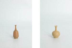 Komplet 4 brązowych wazonów ceramicznych – proj. Gunnar Borg dla Höganäs Keramik – Szwecja – lata 60