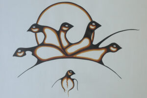 Akryl na papierze artystycznym – Saul Mamakeesick – Protection – Kanada – 1980