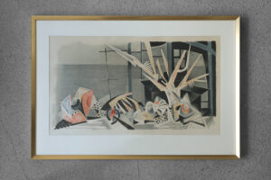Kolorowa litografia – Jürgen Von Konow – Window view, Söndrum – 1958