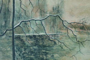 Litografia na tkanym papierze – Bernard Gantner – Lac Hivernal Aux Voges – lata 70