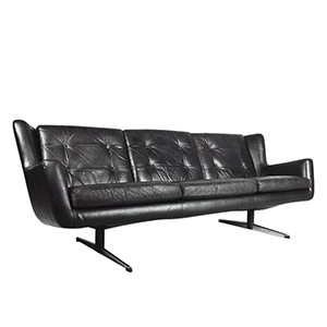 Modernistyczna sofa skórzana Skjold Sørensen – Dania – lata 60