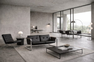 Brutalistyczna sofa skórzana – lata 50